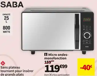 Conforama Saba micro ondes-monofonction saba mo25wt offre