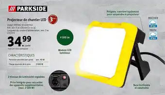 Lidl Projecteur De Chantier Led Parkside offre