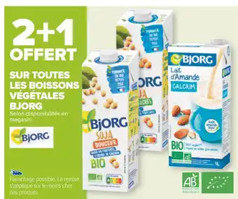 Carrefour Bjorg 2+1 offert sur toutes les boissons végétales bjorg offre