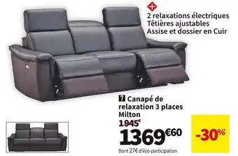 Canapé de relaxation 3 places milton