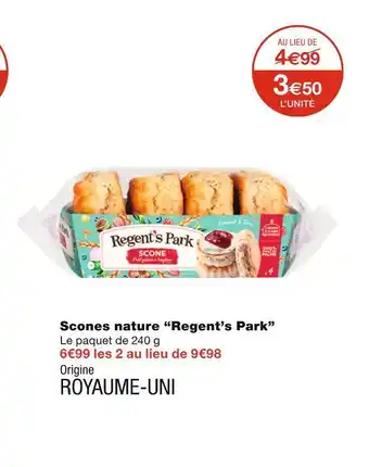 Monoprix Regent’s park scones nature offre