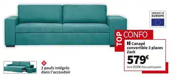 Conforama Canapé convertible 3 places zack offre
