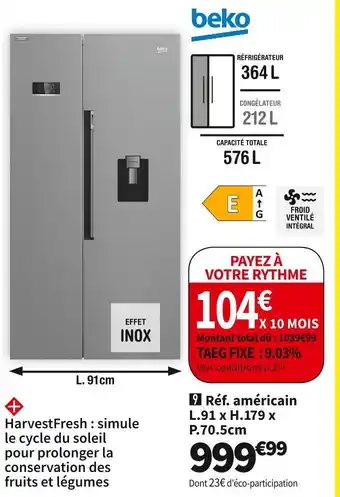 Conforama Beko réf. américain gn163241dxbn offre