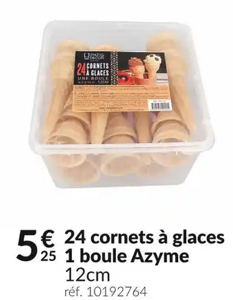 24 cornets à glaces 1 boule azyme