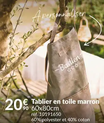 Tablier en toile marron