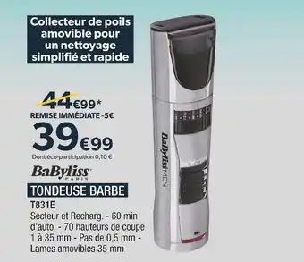 Proxi Confort Babyliss tondeuse barbe offre