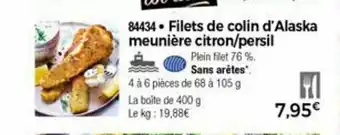 Filets De Colin D'Alaska Meuniére Citron/Persil