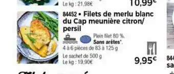Thiriet Filets De Merl;u Blanc Du Cap Meuniére Citron/Persil offre