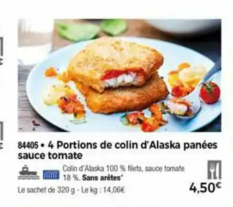 Thiriet 4 Portions De Colin D'Alaska Panées Sauce Tomate offre