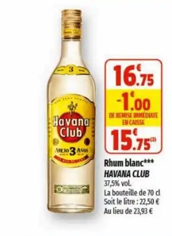 Coccinelle Supermarché Rhum blanc*** HAVANA CLUB 37,5% vol. offre
