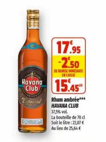 Rhum ambrée*** HAVANA CLUB 37,5% vol.