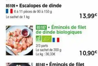 Thiriet émincés De Fillet De Dinde Biologiques offre