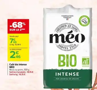 Carrefour Café bio intense MÉO offre