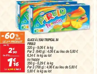 Netto GLACE À L'EAU TROPICAL X4 PIRULO offre