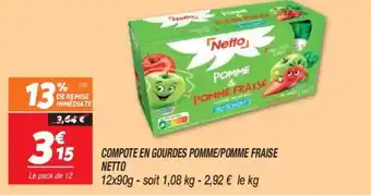Netto COMPOTE EN GOURDES POMME/POMME FRAISE NETTO offre