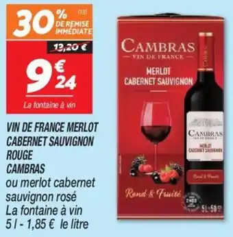 Netto VIN DE FRANCE MERLOT CABERNET SAUVIGNON ROUGE CAMBRAS offre