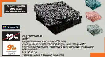 Netto LOT DE 2 COUSSINS DE SOL DOMÉDIA offre