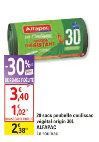 20 sacs poubelle coulissac végétal origin 30L ALFAPAC