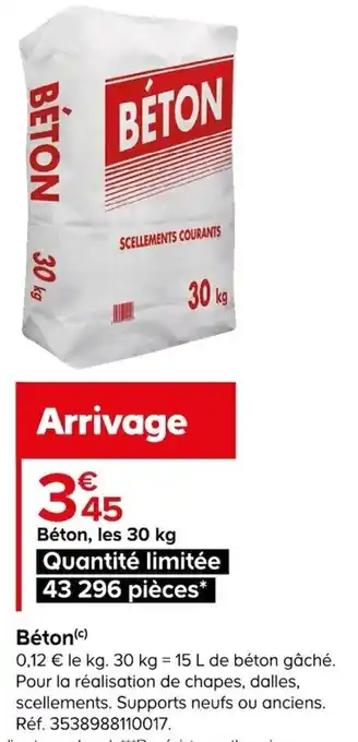 Promo BETON chez Castorama