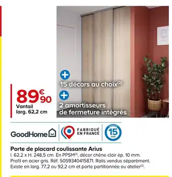 Castorama Porte de placard coulissante Arius offre