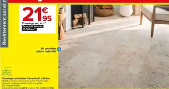 Castorama Carrelage sol Antique Travertin 40 x 60 cm offre