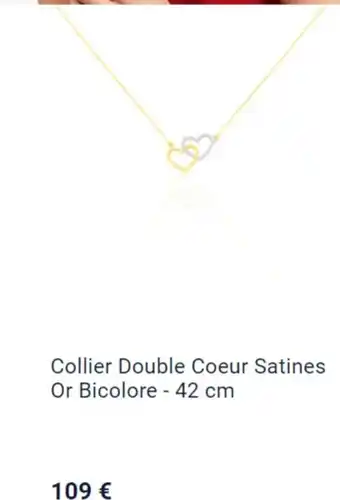 Collier Double Coeur Satines Or Bicolore - 42 cm