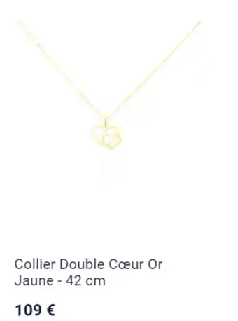 Collier Double CĆur Or Jaune - 42 cm