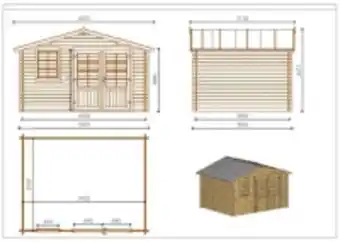 E.Leclerc Brico Abri de jardin en bois traité en marron | 11,7m2 | ep. 34mm | 3,9 x 3m | altanka | dom562 offre