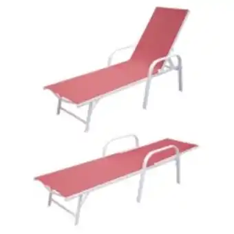 E.Leclerc Brico Lot de 2 bains de soleil sardinia en textilène rose - structure blanche offre