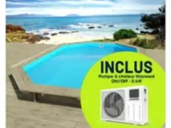 E.Leclerc Brico Piscine bois florida - 6.57 x 4.57 x 1.31 m + pompe à chaleur réversible simplicity by hayward on/off - 5 kw - blanc offre