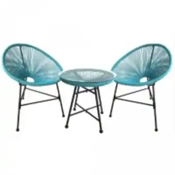 E.Leclerc Brico Acapulco : ensemble 2 fauteuils oeuf + table basse bleu offre
