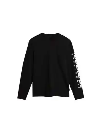 Napapijri - t-shirt homme manches longues logo manche sadas noir