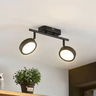 Lindby vesim spot led noir à deux lampes