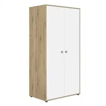 Armoire 2 portes arthur blanc/chĂȘne