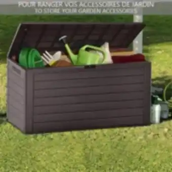 E.Leclerc Brico Vounot coffre de rangement exterieur 280l en pp 116x44x55cm style bois marron offre