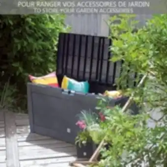 E.Leclerc Brico Vounot coffre de rangement exterieur 310l en pp 119x48x60cm style polyrotin anthracite offre