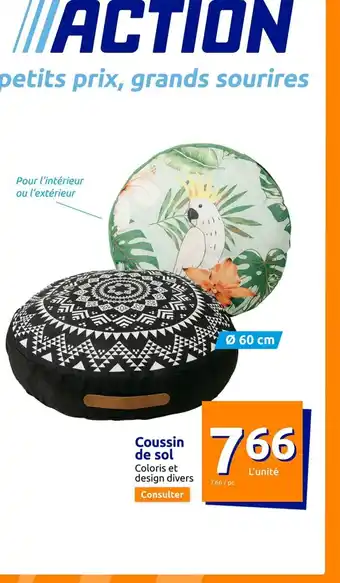 Action Coussin de sol Coloris et design divers Consulter offre