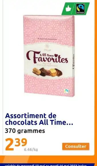 Action Assortiment de chocolats All Time... 370 grammes offre