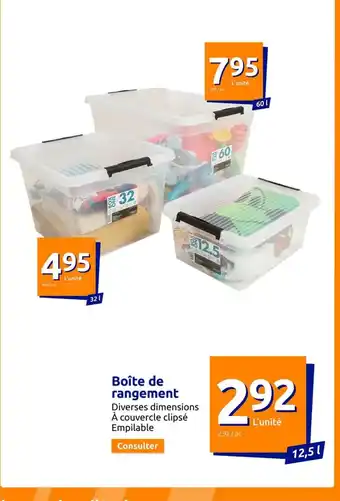 Action Boîte de rangement Diverses dimensions À couvercle clipsé Empilable offre