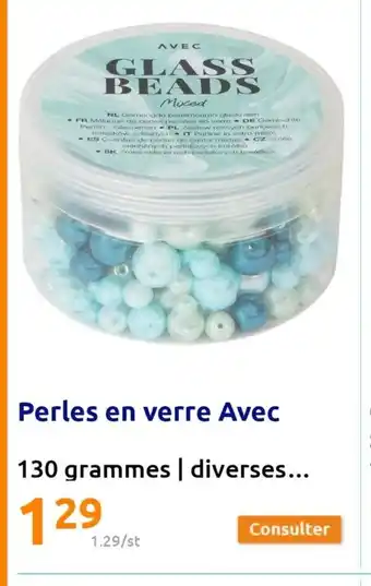 Action Perles en verre Avec offre