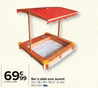 Carrefour Market Bac à sable avec auvent offre