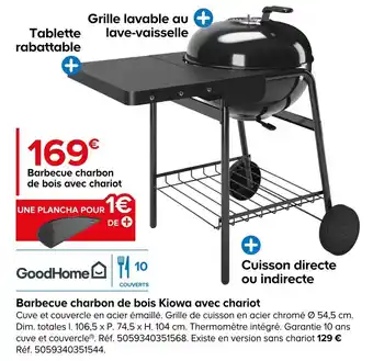 Castorama Barbecue charbon de bois kiowa avec chariot offre