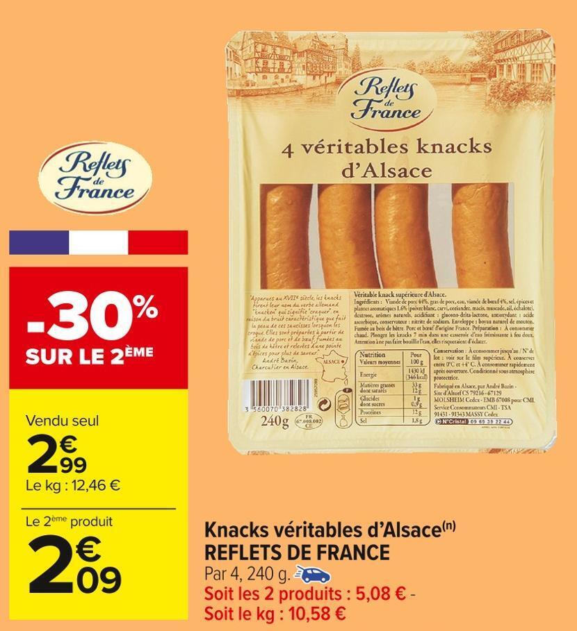 Carrefour Market Reflets de france knacks véritables d’alsace offre