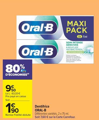 Carrefour Market Oral-b dentifrice offre