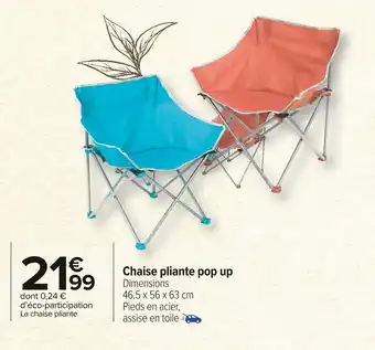 Carrefour Market Chaise pliante pop up offre