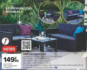 Carrefour Market Keter salon bas 4 places lola offre