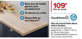 Castorama Goodhome plan de travail kala décor chêne québec offre