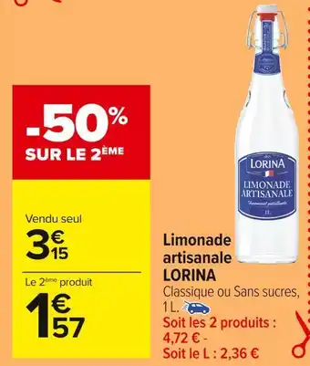 Carrefour Market Lorina limonade artisanale offre