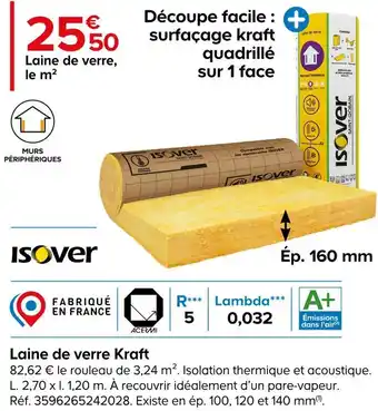 Castorama Isover laine de verre kraft offre