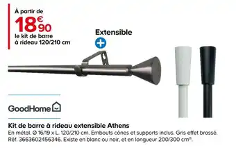 Castorama Goodhome kit de barre à rideau extensible athens offre